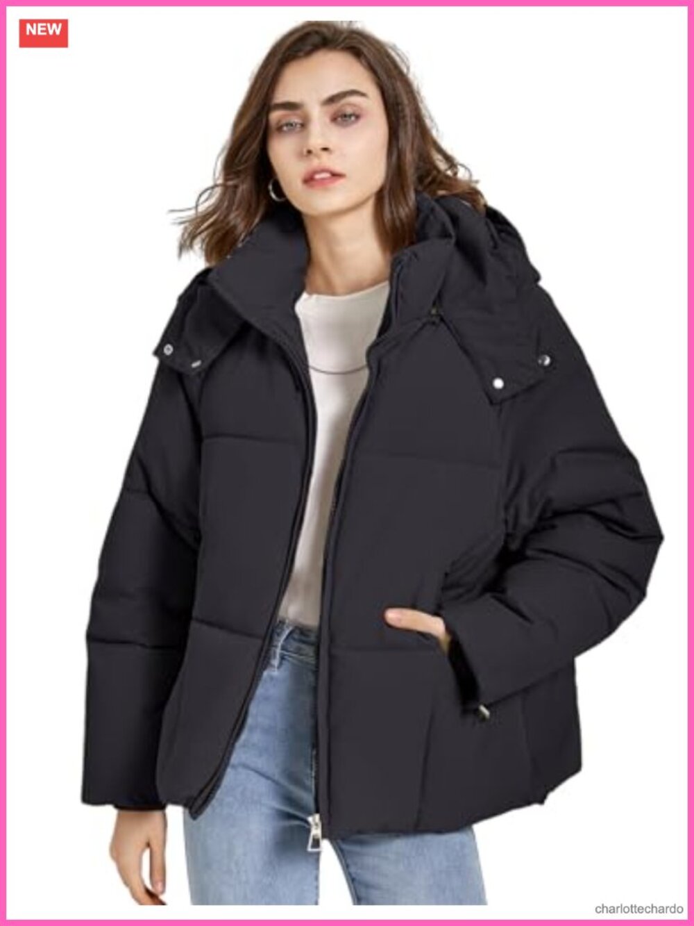 Gihuo Womens Puffer Jacket Quilted Hooded Winter Coat Removable Hood
